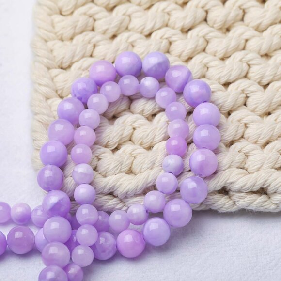 Vanilla Mountain Jewelry - 8mm Purple Persian Jade Round Beads DIY Jewelry Making